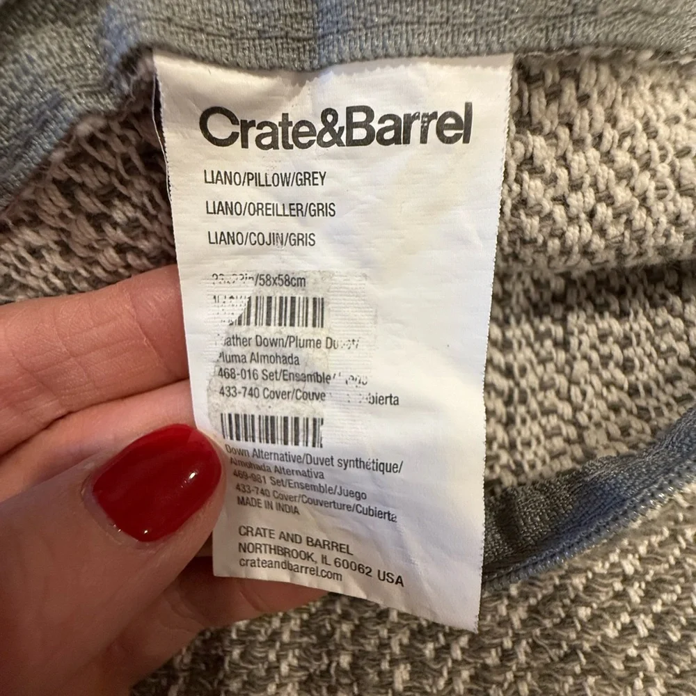 Crate&Barrel Gray Knit Pillow Cover